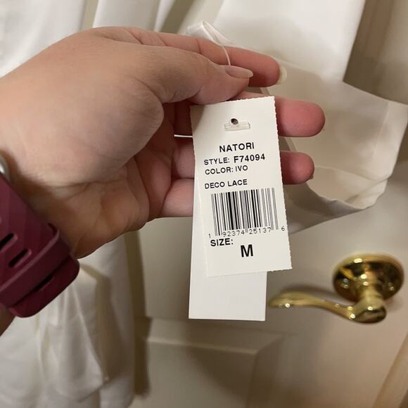 NATORI Deco Lace Robe Ivory M NWT - Picture 7 of 9